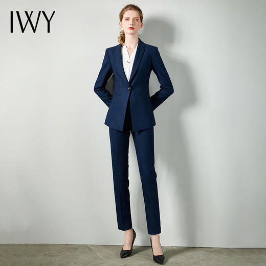 IWY/藏青色职业装西服西装正装套装女商务通勤干练修身CP10351 商品图0