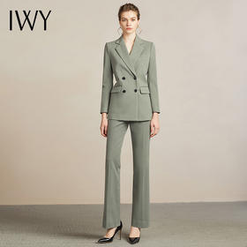IWY/橄榄绿商务英伦风职业装西服西装套装裤女修身百搭工作服204026C1+P6