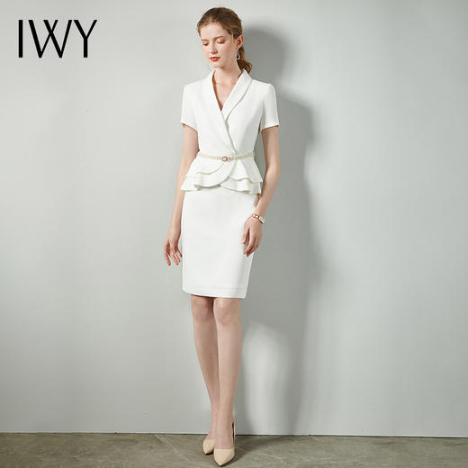 IWY/典雅白色西服西装套裙女时尚修身气质名媛职业上班面试主持人正装CS810 商品图4
