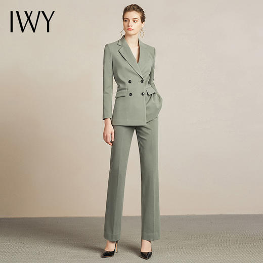 IWY/橄榄绿商务英伦风职业装西服西装套装裤女修身百搭工作服204026C1+P6 商品图1