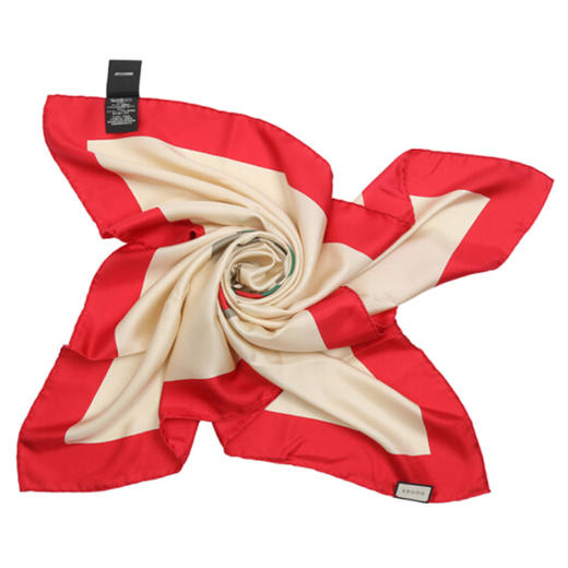 GUCCI 古驰 女士春夏象牙色红边GUCCI标识真丝围巾丝巾方巾 混色 529002 3G001 9274 商品图2