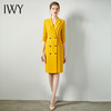 IWY/黄色时尚连衣裙套裙女修身双排扣02Q1 商品缩略图0
