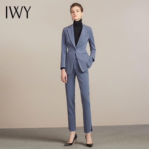 IWY/简约时尚蓝色通勤百搭西服西装套装女职业商务休闲干练工作服204025C1P1 商品图0