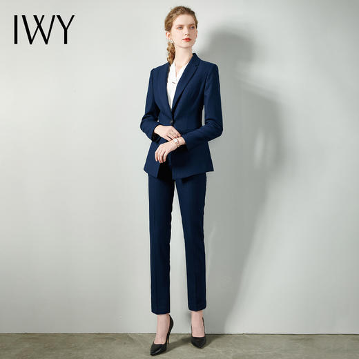 IWY/藏青色职业装西服西装正装套装女商务通勤干练修身CP10351 商品图4