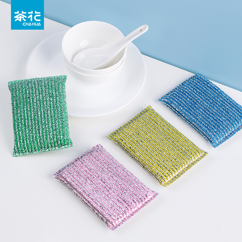 【茶花】 彩条百洁布（3+1片装）