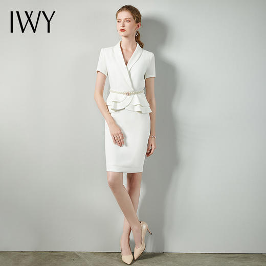 IWY/典雅白色西服西装套裙女时尚修身气质名媛职业上班面试主持人正装CS810 商品图1