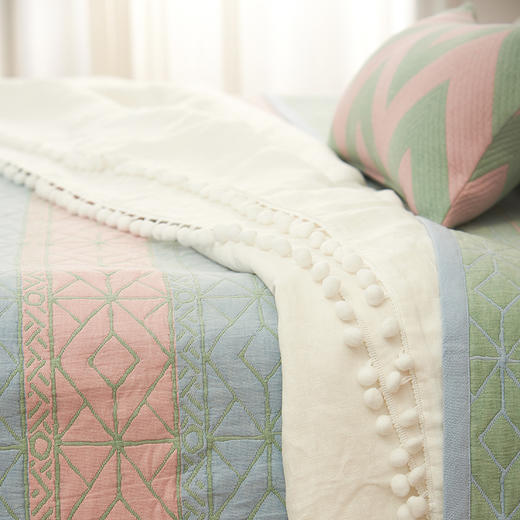 菱形拼色床盖冬季纯棉床盖单件加大美式全棉高端榻榻米双面两用床上用品 商品图3