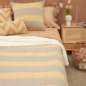 菱形拼色床盖冬季纯棉床盖单件加大美式全棉高端榻榻米双面两用床上用品