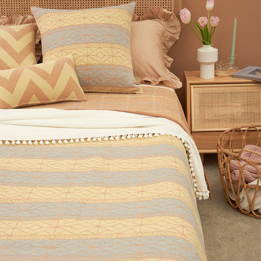 菱形拼色床盖冬季纯棉床盖单件加大美式全棉高端榻榻米双面两用床上用品 商品图0