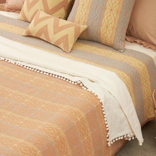 菱形拼色床盖冬季纯棉床盖单件加大美式全棉高端榻榻米双面两用床上用品 商品图1