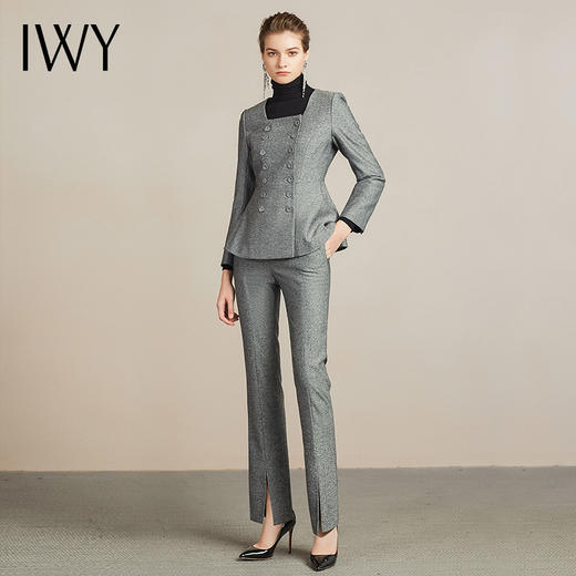IWY/高端复古灰色西装套裤女职业西服正装204009CP1 商品图0