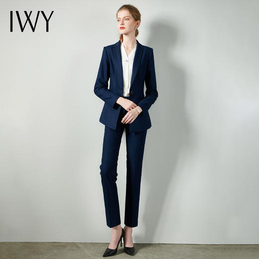 IWY/藏青色职业装西服西装正装套装女商务通勤干练修身CP10351 商品图2