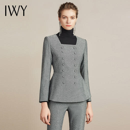 IWY/高端复古灰色西装套裤女职业西服正装204009CP1 商品图2