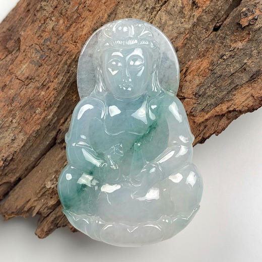 派瑞翡翠 翡翠观音 糯种 飘蓝花 商品图0
