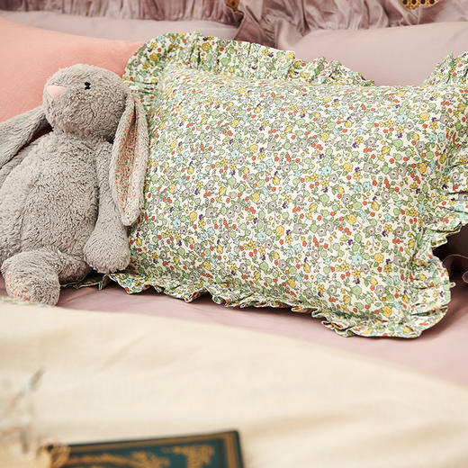 碎花系列花边枕头带枕套纯棉护颈枕柔软可水洗成人低枕 商品图1