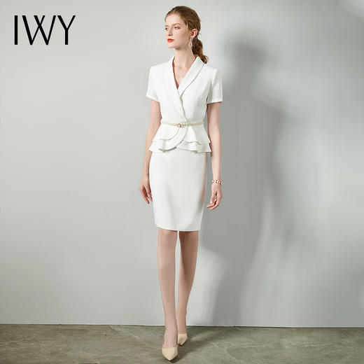 IWY/典雅白色西服西装套裙女时尚修身气质名媛职业上班面试主持人正装CS810 商品图0