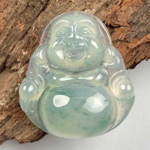 派瑞翡翠 翡翠佛 糯冰种 飘蓝花 商品图0