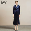 【售罄下架】IWY/高端职业装连衣裙女时尚藏蓝色系带丝绒套装气质通勤商务长裙204018Q1 商品缩略图0