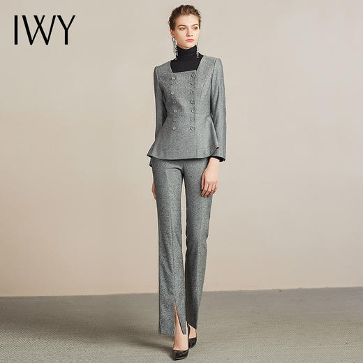 IWY/高端复古灰色西装套裤女职业西服正装204009CP1 商品图4