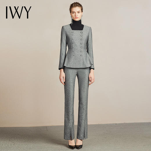 IWY/高端复古灰色西装套裤女职业西服正装204009CP1 商品图1