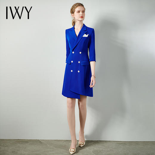 IWY/蓝色修身连衣裙套裙女职业商务通勤Q03 商品图0