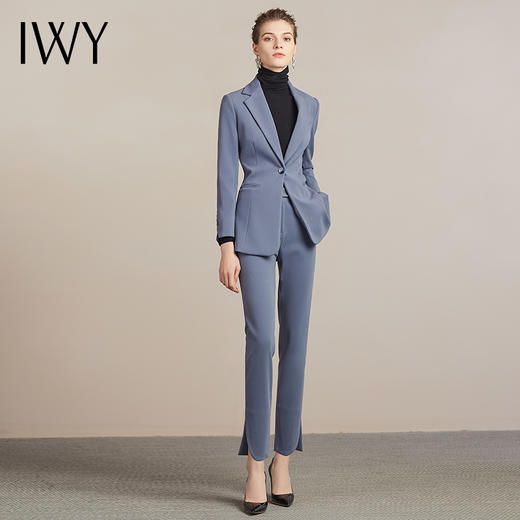 IWY/简约时尚蓝色通勤百搭西服西装套装女职业商务休闲干练工作服204025C1P1 商品图1