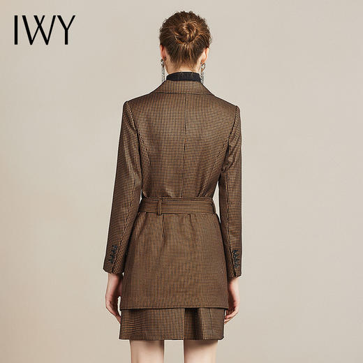 IWY/复古设计感黑咖格子西装套装女职业商务干练百搭气质204028Q1S1 商品图3