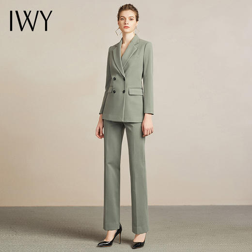 IWY/橄榄绿商务英伦风职业装西服西装套装裤女修身百搭工作服204026C1+P6 商品图4