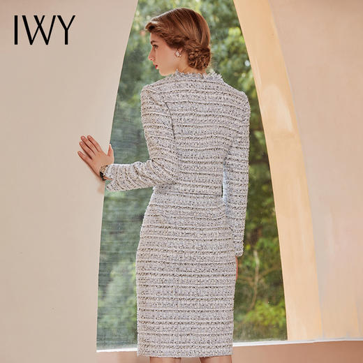 IWY/蓝色粗花呢小香风西服西装套裙女职业商务通勤C1031+S1027 商品图3