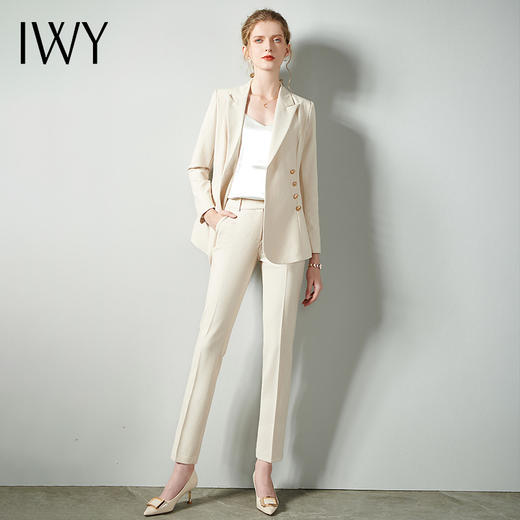 IWY/美容院高端白色西服西装套装女职业商务单排扣干练面试正装CP10407 商品图2
