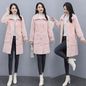 PY-1075NJ    冬季新款时尚翻领金貂绒大衣韩版宽松气质淑女中长款女装外套