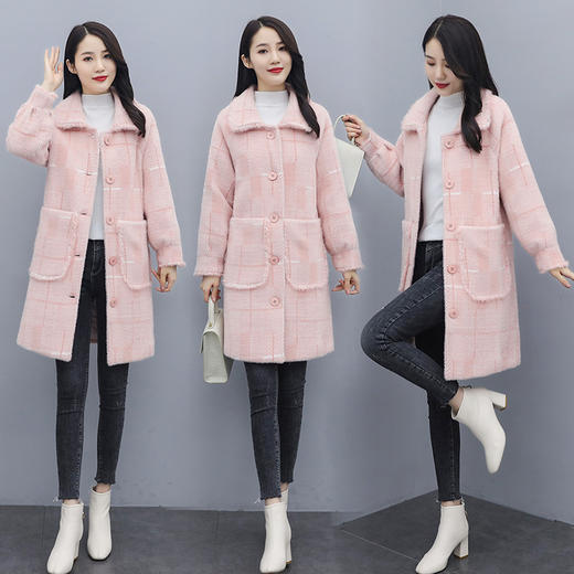 PY-1075NJ    冬季新款时尚翻领金貂绒大衣韩版宽松气质淑女中长款女装外套 商品图0