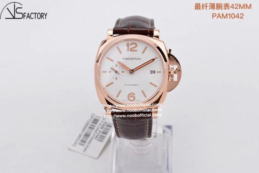 VS新品：沛纳海 Luminor Due 小红金 42MM 纤薄PAM 1042 这是沛呐海薄的款～ 贴紧手腕不厚重，冬天佩戴非常适合～圣诞送礼小红金 男女都可佩戴哦～ 商品图0