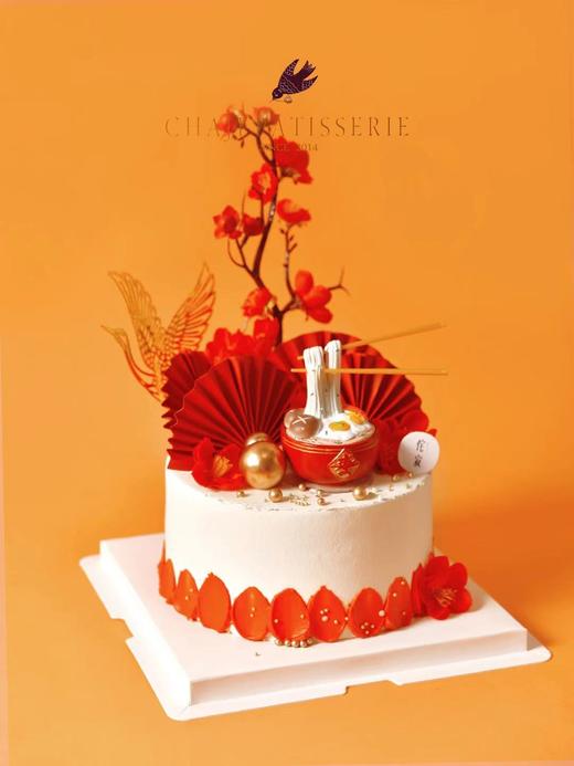 扇子寿面祝寿蛋糕（外面颜色白奶调色） 商品图1