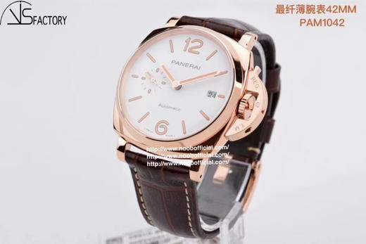 VS新品：沛纳海 Luminor Due 小红金 42MM 纤薄PAM 1042 这是沛呐海薄的款～ 贴紧手腕不厚重，冬天佩戴非常适合～圣诞送礼小红金 男女都可佩戴哦～ 商品图4