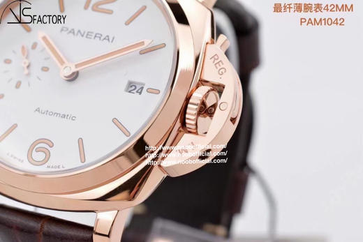 VS新品：沛纳海 Luminor Due 小红金 42MM 纤薄PAM 1042 这是沛呐海薄的款～ 贴紧手腕不厚重，冬天佩戴非常适合～圣诞送礼小红金 男女都可佩戴哦～ 商品图6