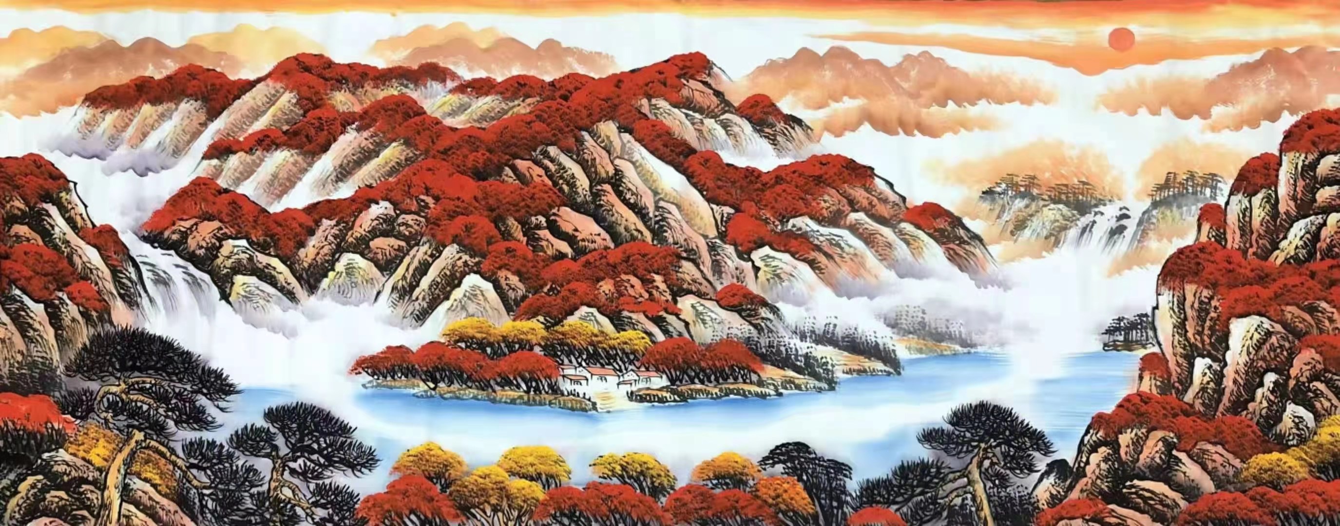 纯手绘山水画水墨国画装饰画无框包邮可定制