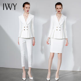 IWY/白色职业装套装女时尚简约气质名媛通勤商务正装西装C475 P1150 S1150