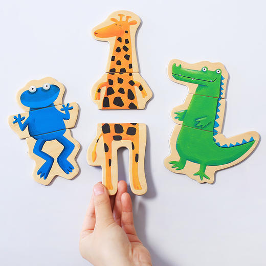 djeco调皮动物园创意动物3片拼图3岁 益智玩具