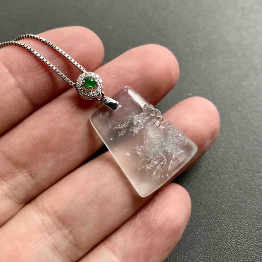玻璃种雪花棉翡翠山水牌 商品图6