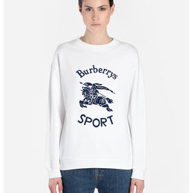 BURBERRY 巴宝莉 女士棉质战马印花圆领长袖卫衣 白色 8004802 A1464