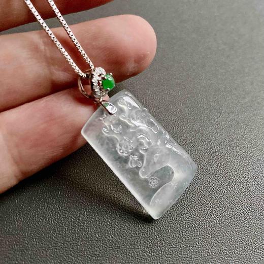 玻璃种翡翠梅花鹿牌一鹿有你 商品图7