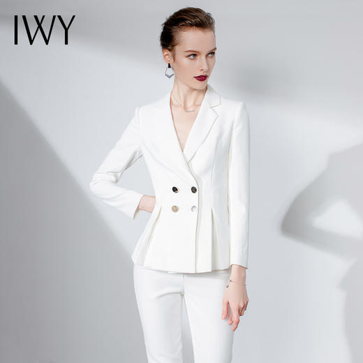 IWY/白色职业装套装女时尚简约气质名媛通勤商务正装西装C475 P1150 S1150 商品图2