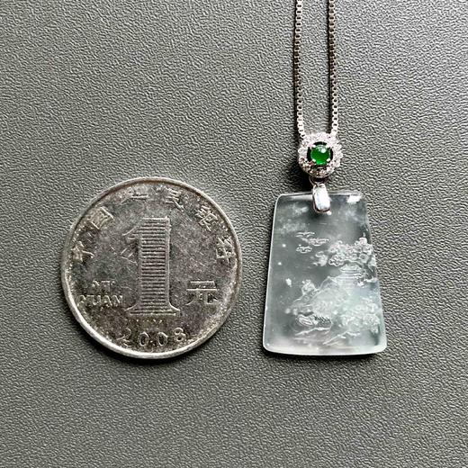 玻璃种雪花棉翡翠山水牌 商品图4