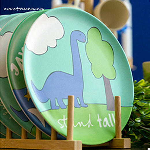 美国小小丫竹纤维宝宝卡通餐盘儿童餐具四件套 商品图0