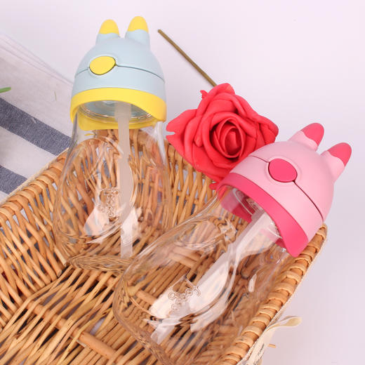 膳魔师Tritan兔子儿童吸管杯带手柄防漏兔子款婴儿水杯宝宝学饮杯 商品图2