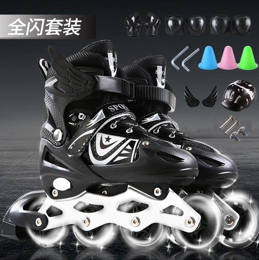 【溜冰鞋】*儿童全套装男女旱冰轮滑鞋直排轮初学3-5-6-8-10岁可调闪光 商品图3
