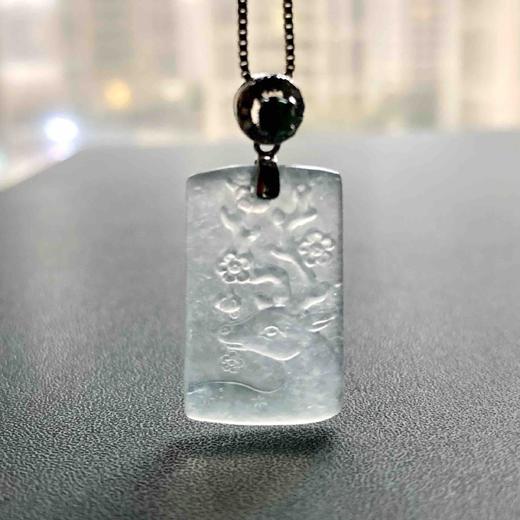 玻璃种翡翠梅花鹿牌一鹿有你 商品图8