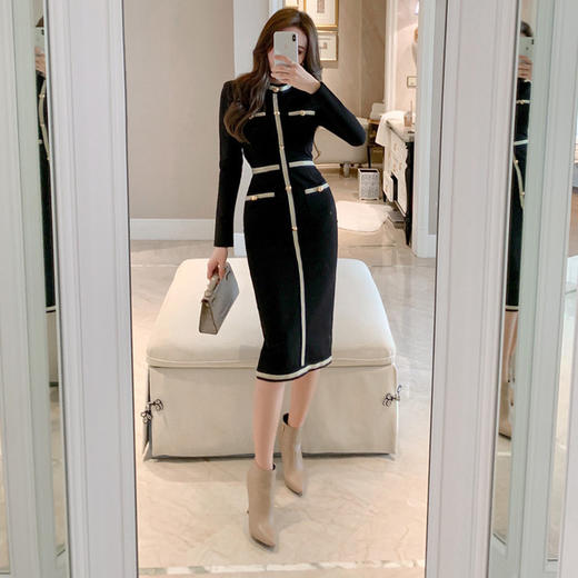 【赫本风气质修身连衣裙】新年法式复古衣服小香风裙子打底连衣裙女小黑裙 商品图3