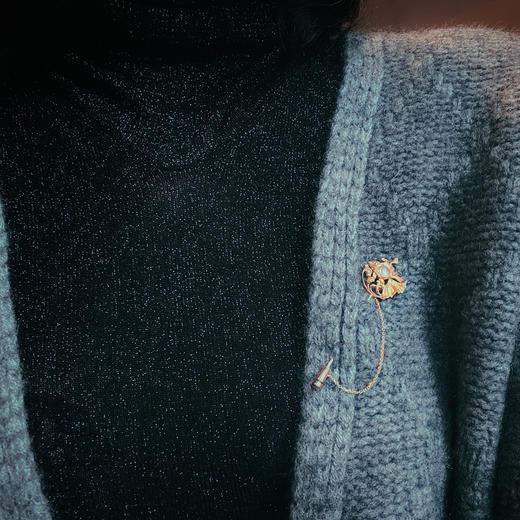 龢盒原创 18k金镶白冰翡翠金鱼胸针 商品图4